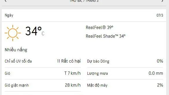 Dự báo thời tiết TPHCM hôm nay 7/3 và ngày mai 8/3/2023: cả ngày ít mây, nhiệt độ cao nhất 34 độ C