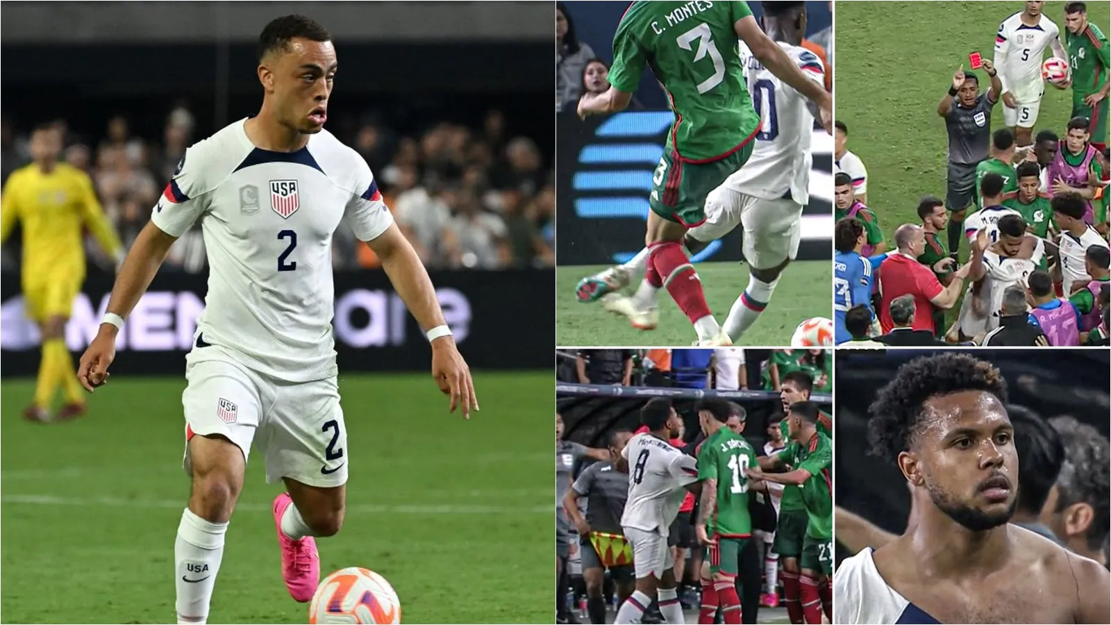 Cầu thủ Mỹ đánh nhau cực căng với Mexico, trọng tài rút 4 thẻ đỏ và 9 thẻ vàng