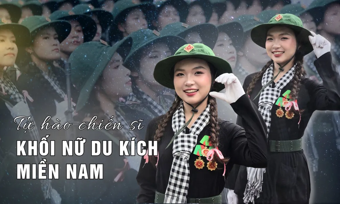 Nữ sinh viên VOV College tự hào khoác áo Chiến sĩ khối Nữ Du Kích Miền Nam trong Đại lễ A80 