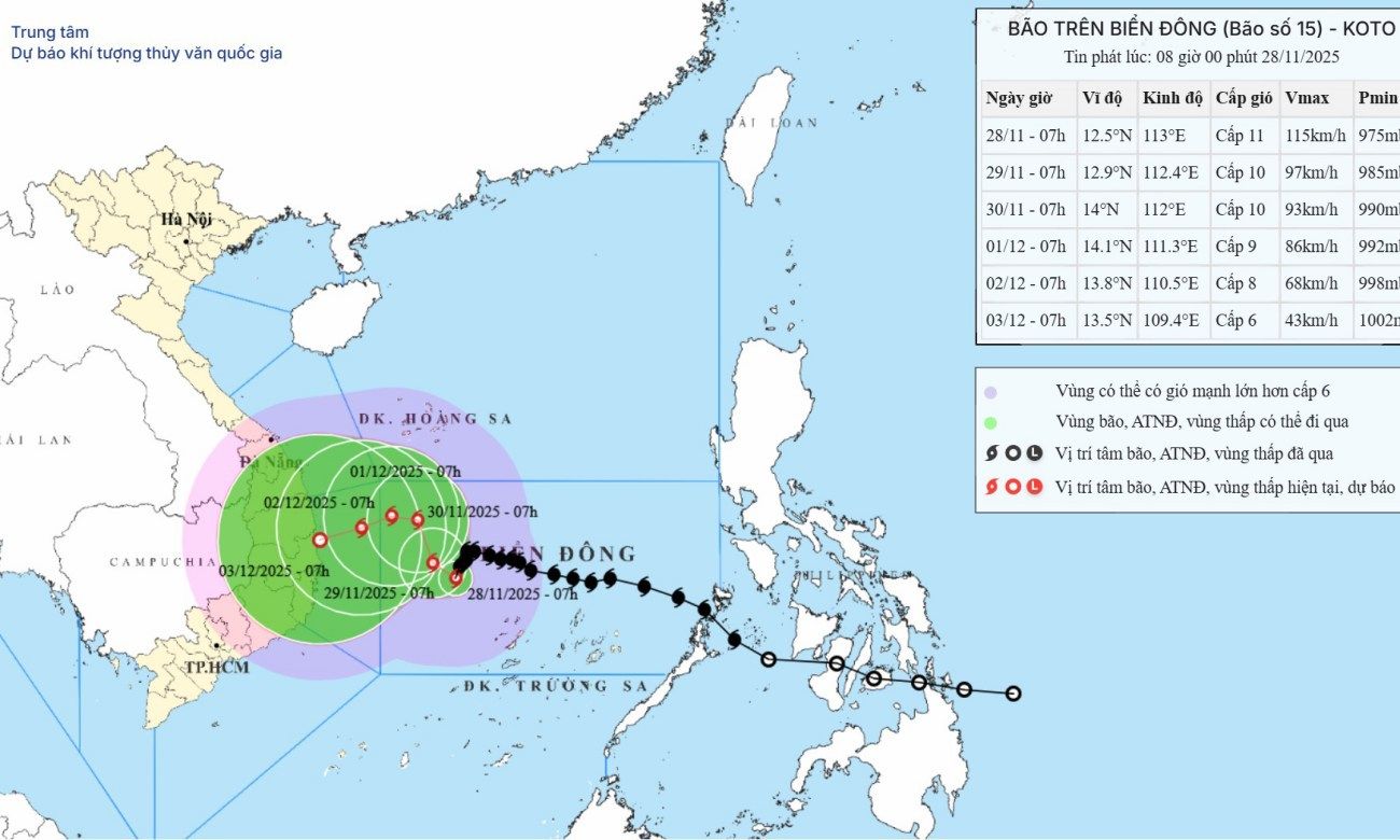 Bão số 15 đổi hướng, đi rất chậm nhưng khiến Biển Đông dậy sóng