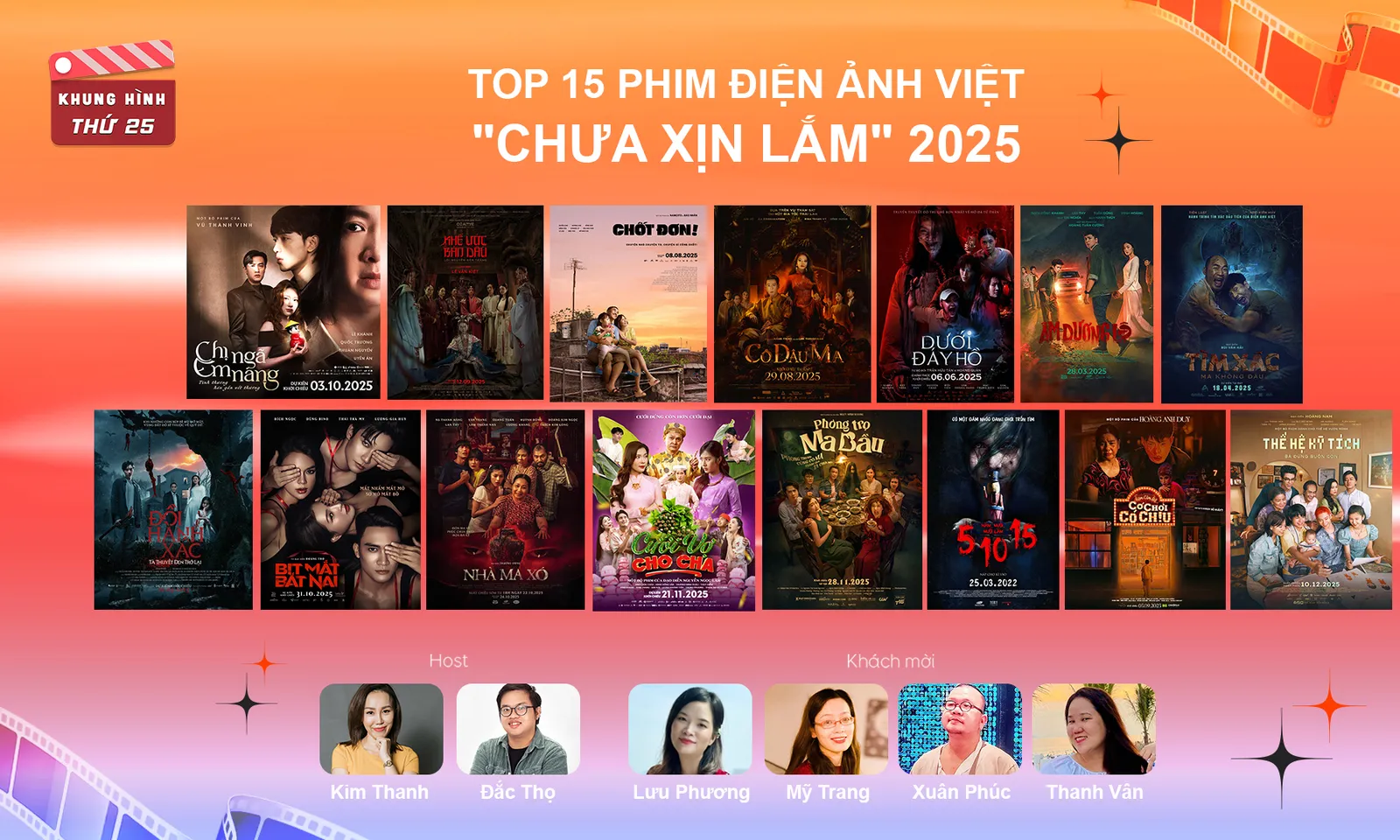 Top 15 phim chưa xịn nhất của điện ảnh Việt 2025; showcase phim Tết Báu vật trời cho