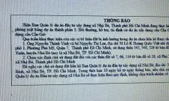 Thông báo tìm chủ sử dụng đất bị ảnh hưởng bởi Dự án đầu tư xây dựng cầu Cần Giờ.