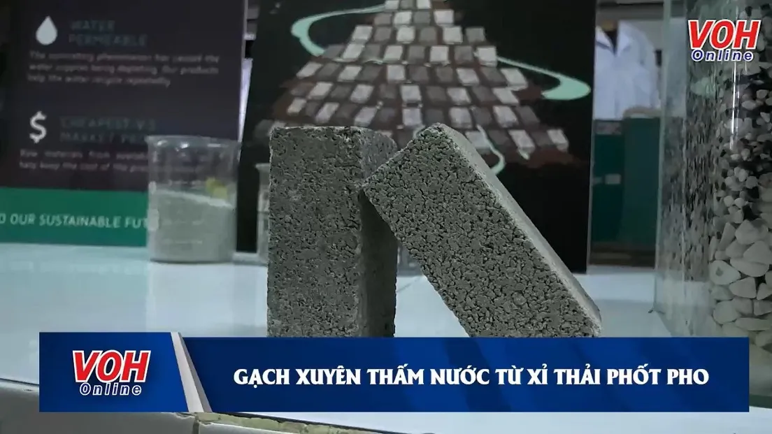 Gạch xuyên thấm nước từ xỉ thải phốt pho